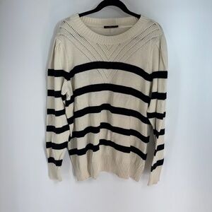 Lane Bryant Striped U Neck Long Sleeve Full Length Sweater